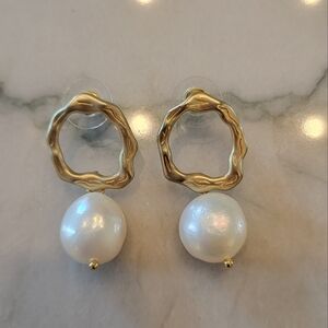 Elegant Gold Plated and Pearl Earrings